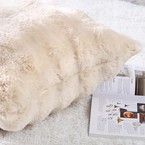 MADIZZ Pack of 2 Thick Plush Faux Wool Throw Pillow Covers Soft Boho Throw - Image 3