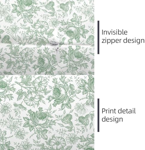 Sage Green and White Porcelain Floral Lumbar Pillow Cover 14x36 Long Body - Image 6
