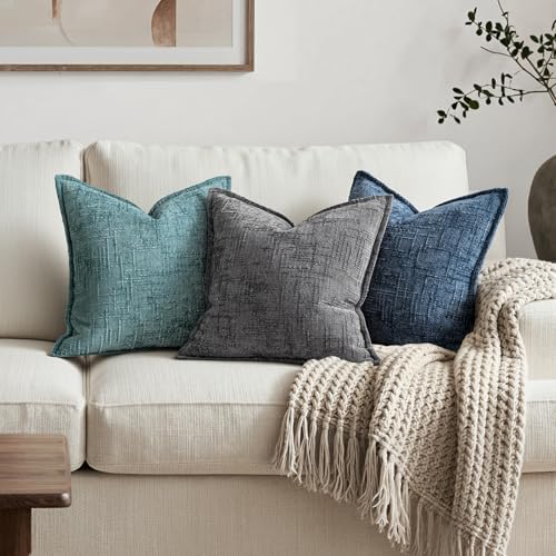 MIULEE Slubby Textured Decorative Throw Pillow Covers Dark Grey 20x20 - Image 4