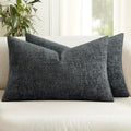 MIULEE Couch Pillow Covers Textured Chenille Home Decor 12x20 Dark Grey by MIULEE