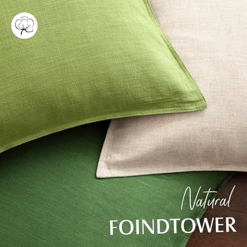 Foindtower Linen Solid Decorative Throw Pillow Covers 26x26 Forest Green - Image 4