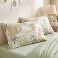 Bedorm 100% Cotton Pillowcases Set of 2 Queen Size Floral Pillow Cover Green by Bedorm