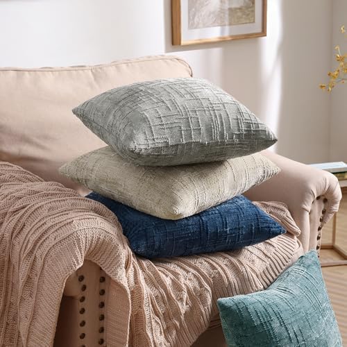 decorUhome Textured Chenille Throw Pillow Covers 20x20 Set of 2 Grey - Image 6