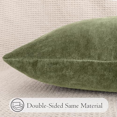 JoraLion Chenille Lumbar Pillow Covers 14X36 inch Olive Sage Green - Image 5