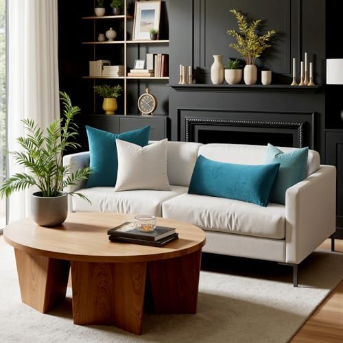 MIULEE 14x36 Inch Lumbar Long Velvet Throw Pillow Cover Set of 1 Teal - Image 2