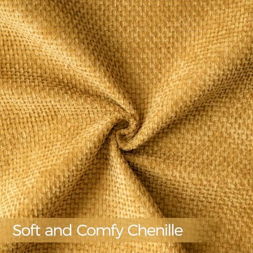 a moment Fall Mustard Yellow Chenille Throw Pillow Covers 18x18 Inch Pack of 2 - Image 6