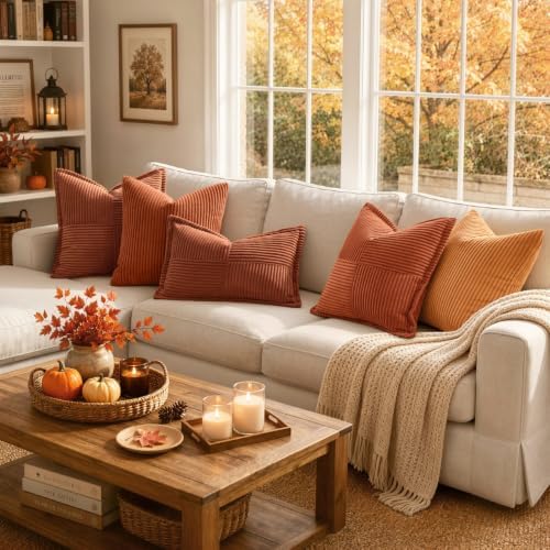MIULEE Fall Rust Decorative Lumbar Throw Pillow Covers 12x20 Inch - Image 2