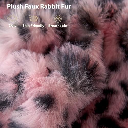 LIFEREVO Leopard Print Body Pillow Cover 20x54, Soft Faux Rabbit Fur Pink - Image 6