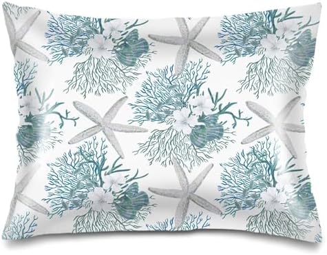 Satin Pillowcase for Hair and Skin, Coastal Throw Pillow Cover 20"x26" Silk by Unknown