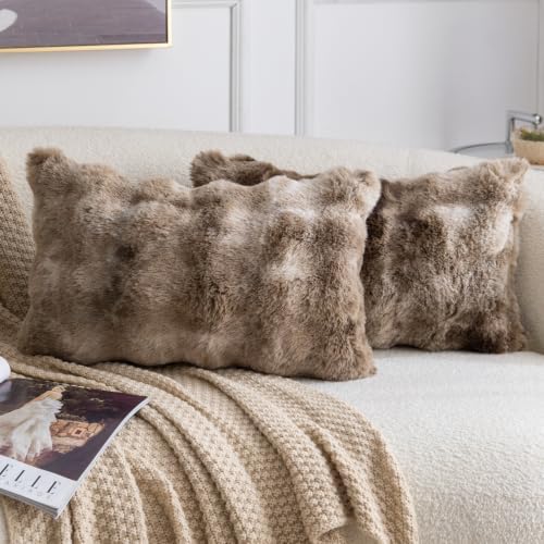 MADIZZ Pack of 2 Thick Plush Faux Wool Throw Pillow Covers Soft Boho Throw by Madizz