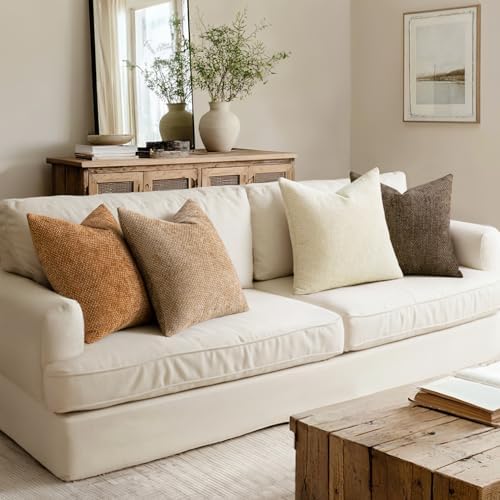 MIULEE Soft Decorative Chenille Fall Pillow Covers Brown 16x16 Pack of 4 - Image 5