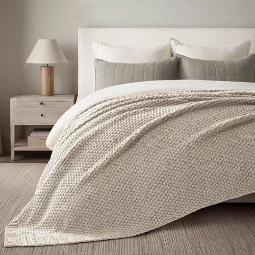 EVERGRACEHOME Chunky Chenille Knit Throw Blanket, Warm Gray - Image 6