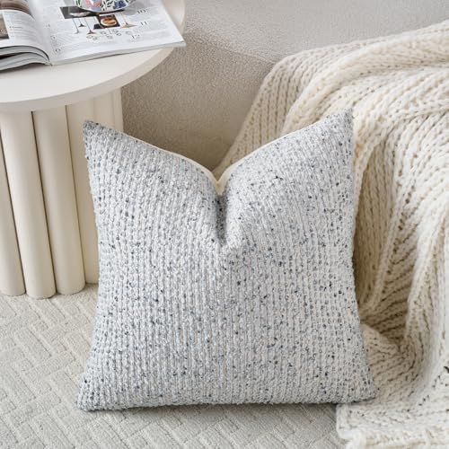 DEZENE 20x20 Blue Throw Pillow Cover Textured Boucle Striped Chic Morden Boho - Image 4