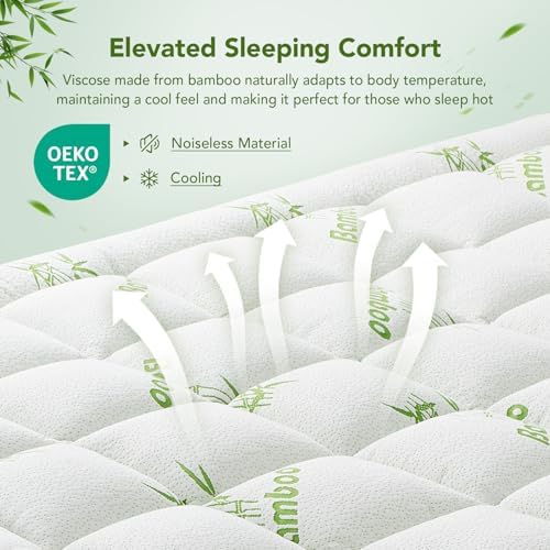 Twin Size Mattress Topper Viscose Made from Bamboo, Extra Thick Quilted Pillow - Image 5