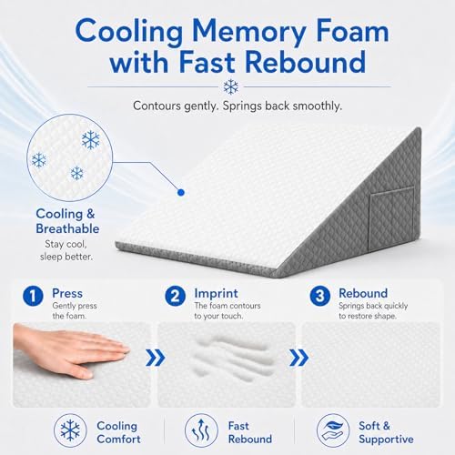 OAISZ Wedge Pillow for Sleep Apnea, 7.5-Inch Memory Foam Top - Image 4