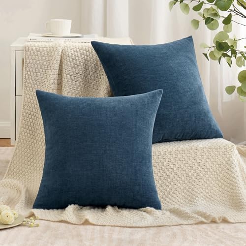 MIULEE Dark Blue Chenille Couch Throw Pillow Covers - Image 4