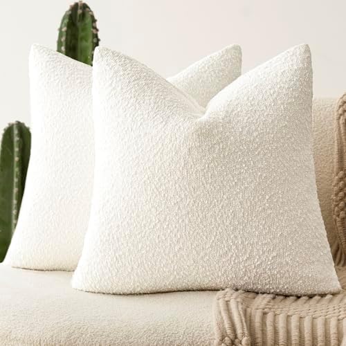 Foindtower Decorative Textured Boucle Throw Pillow Covers 16x16 Inch by Foindtower