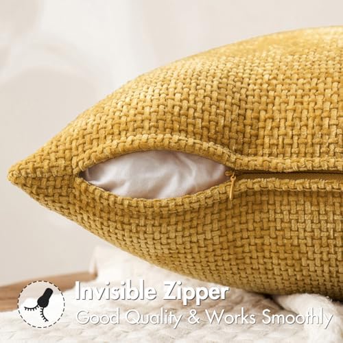 MIULEE Decorative Couch Throw Pillow Covers 18x18 in Mustard Yellow 2 Pack - Image 5