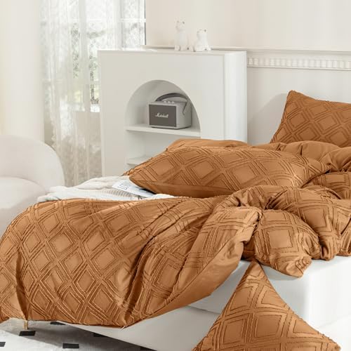 JELLYMONI Rust Grid Tufted Pillowcases King Size - Image 6