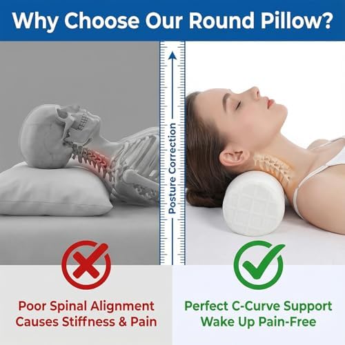 3.9" Small Neck Roll Memory Foam Pillow Cylinder, Detachable Cover - Image 6