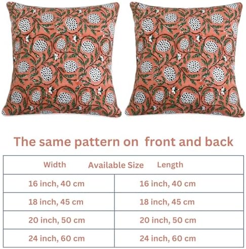 Ridhi Block Print Dark Salmon Pink Pillow Cover 24" x 24" Decorative Couch - Image 5