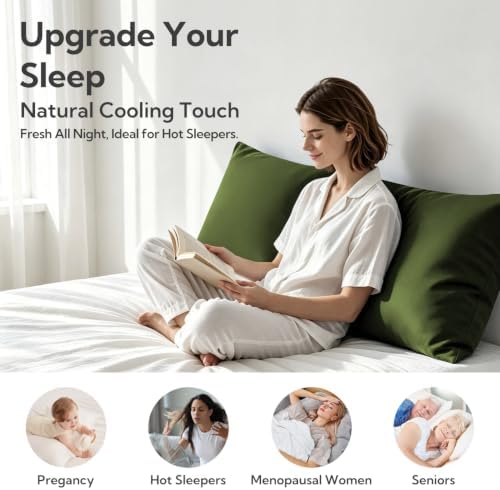 MR&HM Body Pillow Pillowcase 1pc, Soft & Breathable, Olive Green - Image 2