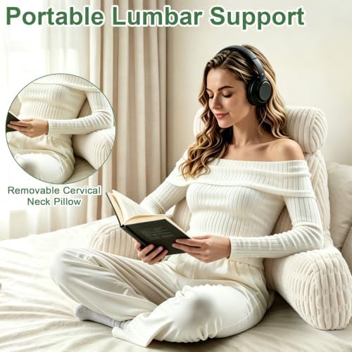 Reading Pillow for Bed, Upright Bed Pillow for Sitting Up - Image 3