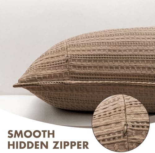 Decorative Waffle Euro Sham Pillow Covers 26x26 Brown 2 Pack - Image 6