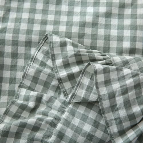 Mywinlle 2 Pack Dusty Green Gingham Plaid Ruffle Euro Shams 26"x26" - Image 6
