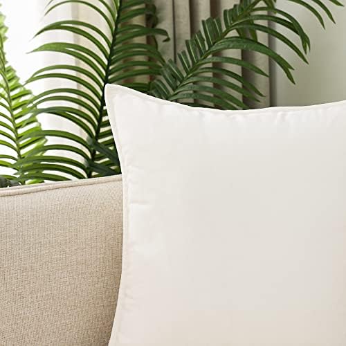 Velvet Cream white Throw Pillow Covers 12”x20”Pack of 2 Soft Decorative - Image 3