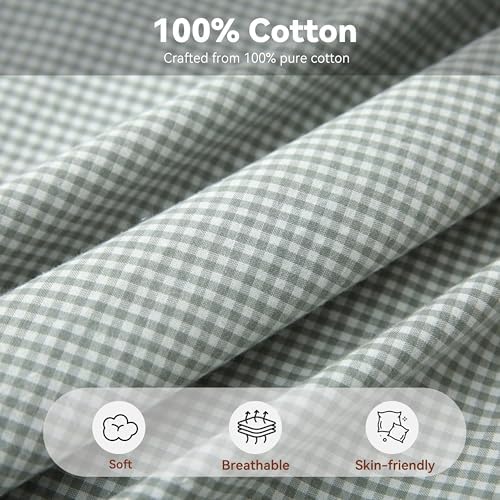Gingham Pillow Shams 20x26, Ruffle Trim - Image 3