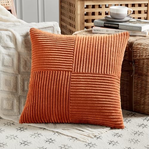 Fancy Homi Set of 2 Burnt Orange Decorative Throw Pillow Covers 28x28 Inch - Image 2