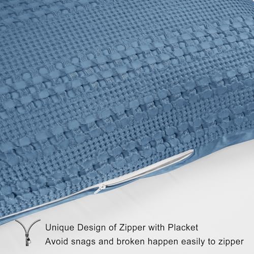 PHF Cotton Waffle Body Pillowcase 20" x 54", Denim Blue, No Insert - Image 3