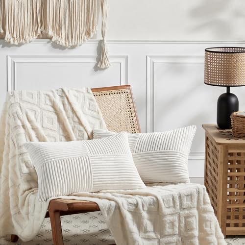 Fancy Homi 2 Packs Cream White Lumbar Decorative Throw Pillow Covers 20x28 Inch - Image 6