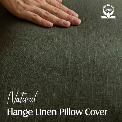 Foindtower Linen Solid Decorative Throw Pillow Cover 22x22 Inch Dark Green - Image 2