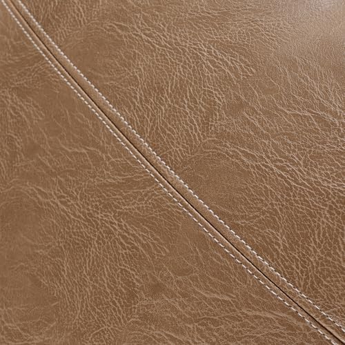 Fancy Homi Light Brown Boho Long Lumbar Faux Leather Decorative Throw Pillow - Image 4
