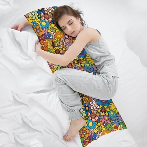 Hippy Floral Body Pillow Pillowcase Retro 80s 90s Flower Long Body Pillow Cover - Image 7