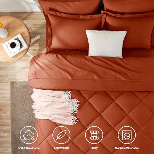 CozyLux Twin XL Comforter Set 68"x88" Burnt Orange - Image 2