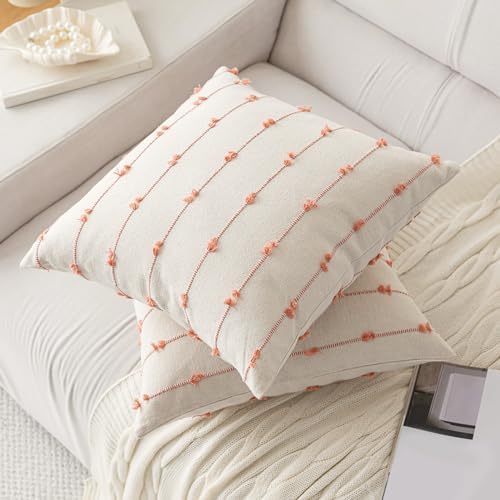 YEENAASY Boho Throw Pillow Covers 18x18 Set of 2 Farmhouse Pillow Cases - Image 2