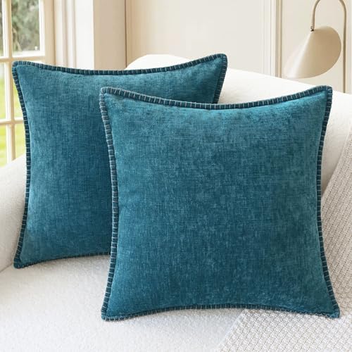 CaliTime Decorative Couch Throw Pillow Covers 26 X 26 Inches Ocean Blue by CaliTime