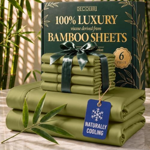 DECOLURE 100% Viscose Derived from Bamboo Sheets, Luxury 6 Pc Set by DECOLURE