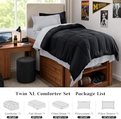 JOLLYVOGUE Twin Comforter Set, Ultra-Soft Bed in a Bag Twin Size 5 Pieces - Image 6