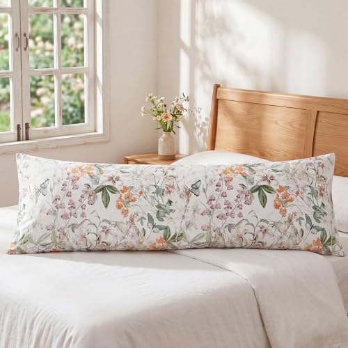 Bedorm 20 x 54 Body Pillow Cover 100% Cotton Body Pillow Case Yellow Flower by Bedorm