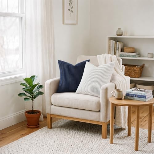 Mecatny Corduroy Decorative Throw Pillow Covers 12x20 Set of 2 White - Image 6