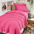 HYMOKEGE Hot Pink Twin XL Comforter Set Seersucker 5 Pieces, All Season Luxury by HYMOKEGE