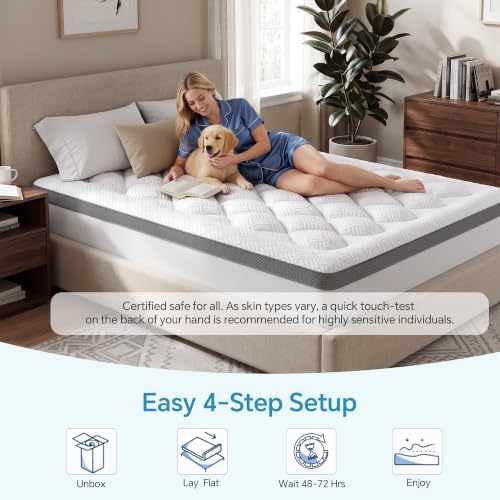 3 Inch Thick Full Mattress Topper, Viscose Derived from Bamboo - Image 6