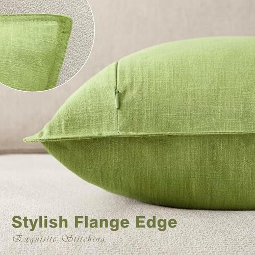 Foindtower Linen Solid Decorative Throw Pillow Covers 26x26 Inch Lush Green - Image 3