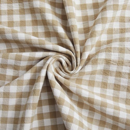 KKJIAF 2 Pcs Plaid Ruffle Pillow Case Standard, Taupe Plaid Pillow Shams - Image 7