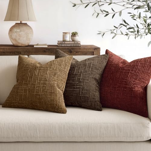 MIULEE Chenille Textured Fall Throw Pillow Covers Rust 18x18 Set of 2 - Image 5