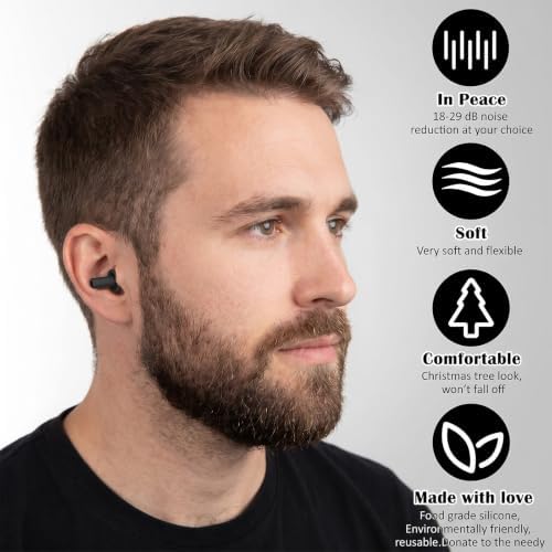 24 Pairs Black Ear Plugs Bulk NRR 29dB Reusable Silicone Ear Plugs - Image 4